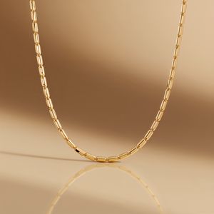 Collar de Eslabones Alargados de Oro Blanco Sólido de 18K, Cadena Minimalista de Alto Pulido, Joyería Fina de Lujo OEM - Product Image 1