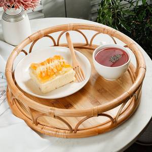 Plateau de service en rotin rond fait à la main avec fond en bambou écologique Produit à forte demande du Vietnam - Product Image 3