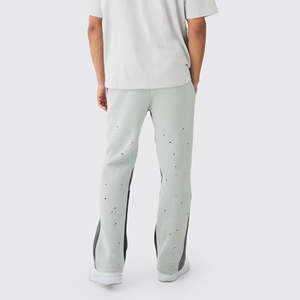 กางเกงวอร์มผู้ชายแบบสีบล็อก คุณภาพสูง กางเกงจ็อกเกอร์สั่งทำพิเศษ ผ้าฟลีซหนานุ่ม สีพื้น ทรงขาบานหลวม สไตล์ OEM - Product Image 3