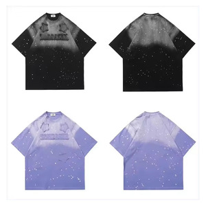 Camiseta holgada de algodón de calidad superior de gran tamaño, camiseta con bordado desgastado de manga corta sólida OEM - Product Image 3