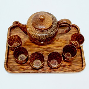 Vietnam 100% Handcrafted High Quality Coconut Wooden Luxury Teapot <b>Set</b> Wood <b>Tea</b> Pot <b>Cup</b> <b>and</b> <b>Saucer</b> <b>Sets</b> - Product Image 2