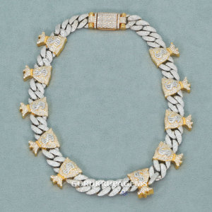 Chaîne cubaine de laboratoire en or blanc et jaune 14 kt hip hop bicolore de style unique avec diamants vvs clarity pour hommes dans un nouveau design - Product Image 2