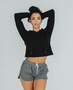 Sweatshirts unisexes de haute qualité 280gsm pulls unis surdimensionnés 280gsm polaire vierge en coton respirant recadrée grande taille à capuche - Product Image 3