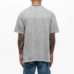 Nouveauté Tendance Design personnalisé T-shirt pour hommes délavé à l'acide de haute qualité col surdimensionné léger tricoté long en gros - Product Image 2