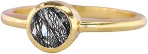 Bague femme naturel noir rutile pierre précieuse véritable pierre de naissance fiançailles noël minuscule bijoux faits à la main 925 bague en argent Sterling - Product Image 3