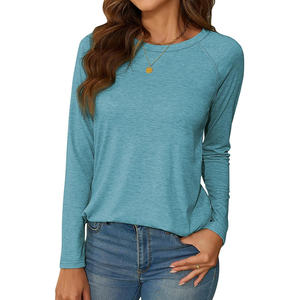 Camisetas extragrandes de la mejor calidad para mujer, camisetas 100% de algodón de manga larga con cuello redondo, servicio OEM, camisetas al por mayor a la venta - Product Image 5