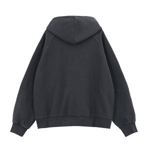 Sudadera con capucha con lazo cruzado de Hip Hop suelta de Color sólido de lavado pesado de calle europea y americana - Product Image 4