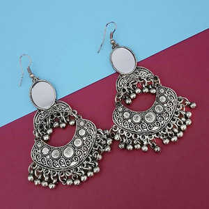 Tip Top Fashions Fine Cuff Boucles d'oreilles Argent Plaqué Miroir Dangler Afghani Style-1314826A - Product Image 1