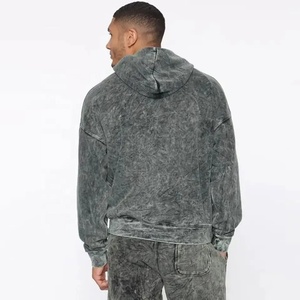 Sudadera con capucha unisex, conjunto de chándal para correr, chándal informal de moda para Fitness, ajuste holgado lavado, peso pesado sólido - Product Image 3