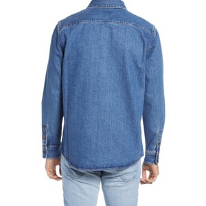 Digital Printed <b>Men's</b> Spring <b>Denim</b> <b>Shirt</b> Jacket High Quality Custom Stadium Slim Fit Stretch <b>Denim</b> <b>Shirt</b> Jacket - Product Image 3