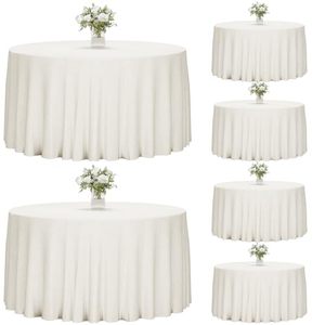 Fixwal 120 Inch Solid Ivory Nonwoven Polyester Washable 6 Pack Customizable <b>Tablecloth</b> 60-80'' <b>Wedding</b> Party Banquet Dining - Product Image 1