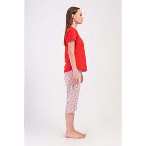 Conjunto de Pantalones Capri y Top de Cuello Redondo KADIN P.SUPREM O YAKA KISA KOL ETEGI OVAL - NARCICEK - NARCICEK - Product Image 2