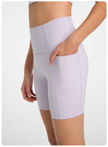 Pantalones cortos de Yoga de cintura alta elástica sin costuras a cuadros con logotipo personalizado talla grande mujeres gimnasio entrenamiento ropa deportiva Etiqueta Privada venta al por mayor - Product Image 5