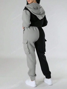 ชุดกีฬาสองชิ้นมีฮู้ดและกางเกงวิ่งสำหรับผู้ชายชุดวอร์มแนวสตรีทไซส์ใหญ่พิเศษ - Product Image 2