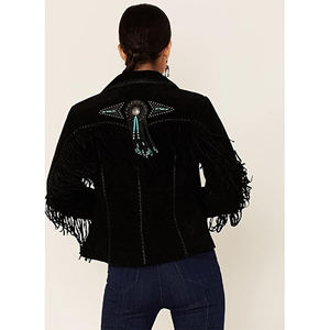 Precio de calidad, calidad superior, diseño personalizado, talla adulta, chaqueta con flecos para mujer, chaqueta occidental, chaqueta de cuero para mujer - Product Image 5