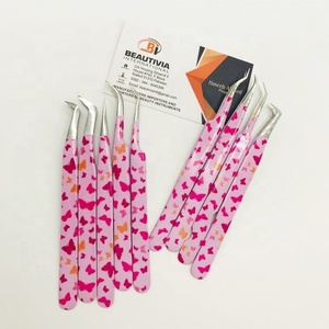 Pince à cils de beauté imprimée papillon pince à épiler professionnelle à pointe pointue en acier durable testée à la main - Product Image 3