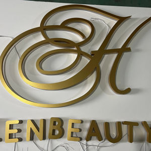 BOYANG <span class=keywords><strong>Lettere</strong></span> <span class=keywords><strong>3D</strong></span> Personalizzate in Metallo Dorato con Scanalature, Acciaio Inossidabile Verniciato, Elettroplaccato, Acrilico, Retroilluminazione LED per Insegne Aziendali da Esterno - Product Image 3