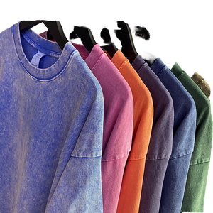 2025 Primavera Verano Vintage desgastado lavado hombres de gran tamaño personalizado su propio logotipo 100% algodón peso pesado lavado ácido camiseta para hombres - Product Image 1