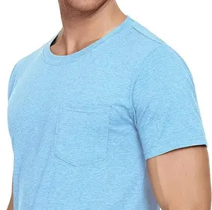 Kaus ukuran Plus leher-o kelas berat polos ukuran besar cetak Logo kustom O leher o kaus biru langit dicelup O leher t Shirt