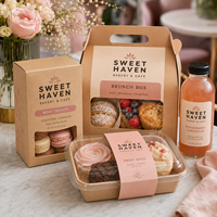 Boîtes d'emballage personnalisées pour brunch avec fenêtre, boîtes à collation en kraft et emballages cadeaux pour boulangeries, pour cafés