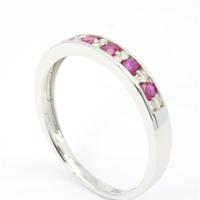 Vente en gros d'anneaux classiques de luxe de haute qualité pour femmes, en or blanc 18 carats, sertis de rubis de 0,06 ct, pour un anniversaire
