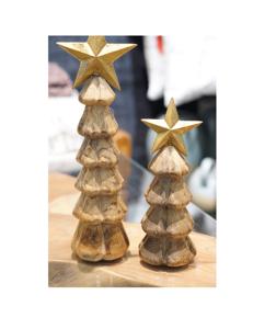 Arbre d'ornements de Noël décoratifs en bois d'arbre de Noël de conception antique avec la décoration d'étoile - Product Image 1