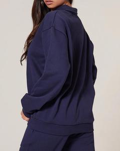 Nuevo Europeo Americano Casual manga larga media cremallera pulóver mujeres 2 piezas conjunto de pantalones de pierna ancha de gran tamaño conjunto - Product Image 4