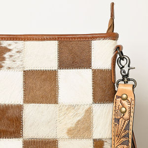 Premium Quality Cowhide Fur Leather Bag Western Full Tooled Designer Purse Cowgirl Style Crossbody Bag Western Tooled Sling Bag - Product Image 2