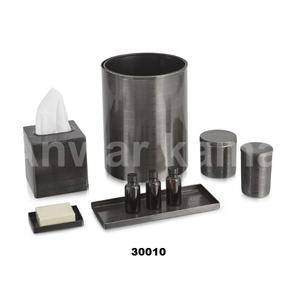 Juego de accesorios de baño Black Meta de 6 uds con soporte para pañuelos, jabonera, bandeja de tocador para decoración de encimera de baño - Product Image 1