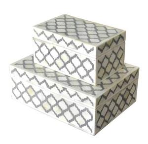 Boîte en bois indienne Accent pour décor de table Stripe Bone Handmade Box Trending aux États-Unis d'Amérique dans le style américain - Product Image 3