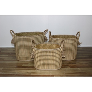 Suministro de fabricación de Vietnam, cesta tejida de hoja de palma con mezcla de algas marinas elegantes sostenibles, gran oferta, cajas y contenedores de almacenamiento - Product Image 5