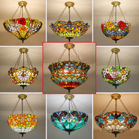 Lampe suspendue de lustres tiffany antiques de style européen faits à la main pour la décoration