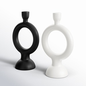 Hermosa última tendencia hecha a mano piedra de mármol candelabros decorativos acento mesa en forma de U piedra negra dos en uno - Product Image 5