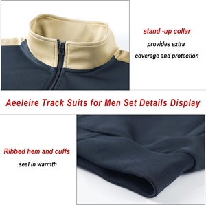 Conjunto de dos piezas de calidad Premium, chándales con cremallera, rayas, 100% poliéster, de talla grande, respetuoso con el medio ambiente, estilo de bolsillo, ropa deportiva para hombres - Product Image 5