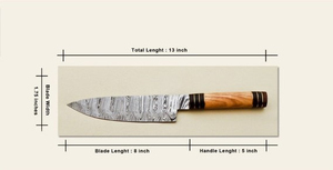 Cuchillo de chef hecho a mano de acero de Damasco de alta calidad con mango de madera Producto de cocina OEM Precio al por mayor Cuchillo de chef - Product Image 3