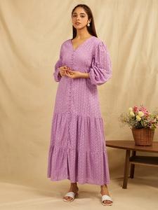 Élevez votre style avec la robe longue de style lilas pour femmes de style vintage et un service personnalisé Fournisseur indien - Product Image 6