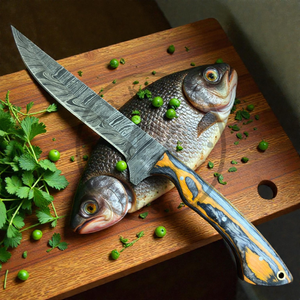 Couteau à filet de poisson en acier Damas forgé à la main de qualité supérieure, lame flexible, manche en bois, distributeur USA EU, AR KNIVES 2026, livraison directe - Product Image 3