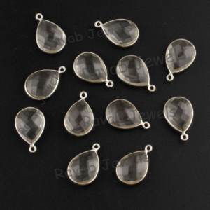 2025 calidad de exportación proveedor plata Vintage joyería de mujer 12x16mm conector cuarzo transparente colgantes finos fabricación encantos - Product Image 4