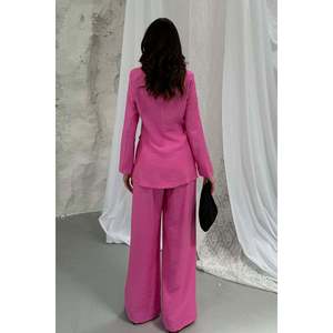 Conjunto de Chaqueta y Pantalones con Detalle de Copa Rosa - Rosa - Product Image 5