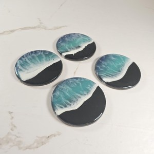 Sous-verre en résine de bois de luxe, bois naturel, résine époxy, rond, carré, pour thé, café, bière, table - Product Image 1