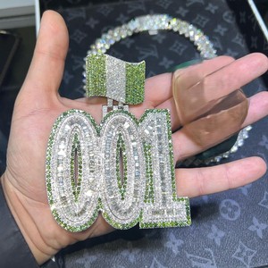 RB Gems Hip Hop joyería Iced Out letra personalizada colgante 925 plata esterlina VVS Moissanite diamante nombre inicial Logo colgante - Product Image 3