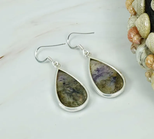 Pendientes de piedras preciosas de charoita púrpura, Plata de Ley 925, diseño hecho a mano de lágrima, joyería Bohemia Chic, regalo para bodas o Navidad - Product Image 4