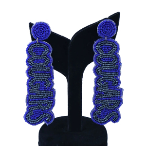 ต่างหูประดับลูกปัดสีน้ำเงินโมโนโครมสุดหรู งานแฮนด์เมด สำหรับผู้หญิงและเด็กผู้หญิง ต่างหูยาวสำหรับงานแต่งงานและงานเลี้ยง - Product Image 1