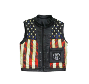 Gilet en cuir de moto pour hommes avec poche dissimulée lacets réglables Gilet en cuir pour motards - Product Image 3