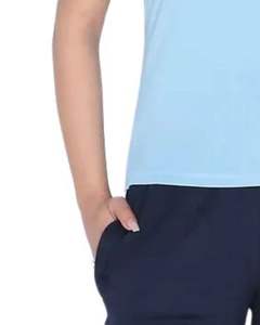 Polo bleu clair pour femme, décontracté, manches courtes, coton doux, confortable, à porter au quotidien, respirant, col classique, t-shirt haut - Product Image 6