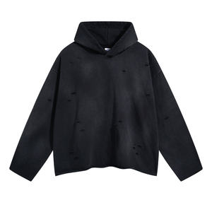 Sweat à capuche surdimensionné en molleton français 100% coton, tendance, vintage, délavé à l'acide, pour hommes - Product Image 1