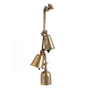 Cloche murale en laiton gravée avec un nœud en velours vert pour la décoration traditionnelle de la maison et le style d'entrée festif - Product Image 3