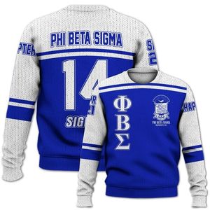 Phi Beta Sigma 1914 Suéter Acrílico Punto Griego Chenille Letras Azul Blanco Sigma Beta Fraternidad Ropa Suéter - Product Image 2