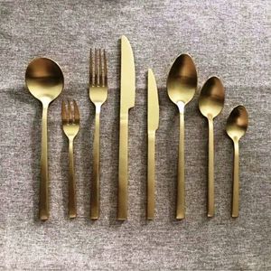 Utensilios de cocina marrones, acero sin pintura, latón, cobre, servidor de ensalada, juego de cubiertos, herramientas de cocina para servir con espátula, Material de Metal - Product Image 2