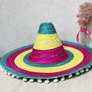 Chapeau de paille brun fait à la main avec trou supérieur et logo de ruban personnalisé pour la décoration de table de mariage à la maison accessoires d'événements - Product Image 1